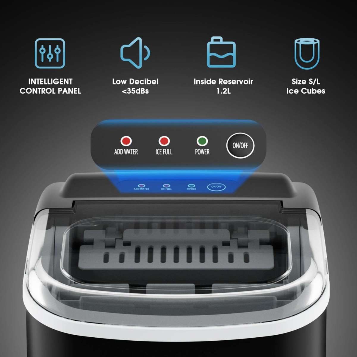 Advwin Ice Maker Portable Ice Cube Machine Home 12KG/24HR Woolworths