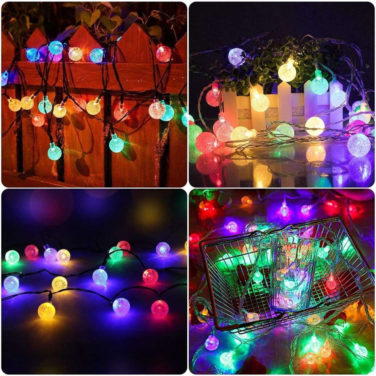 Advwin 12M Solar Powered LED Xmas Fairy Spherical String Lights ...