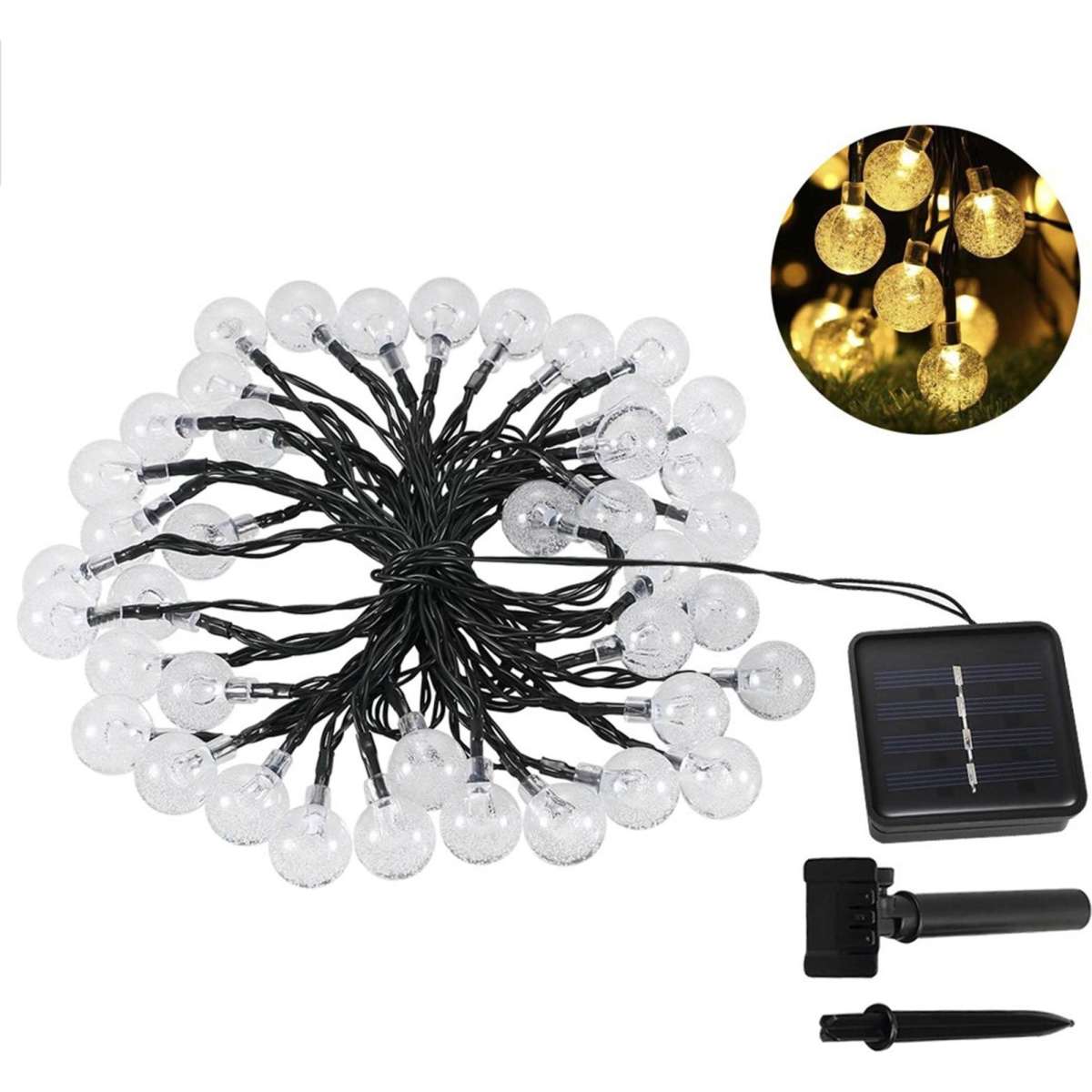 Advwin 12M Solar Powered LED Xmas Fairy Spherical String Lights