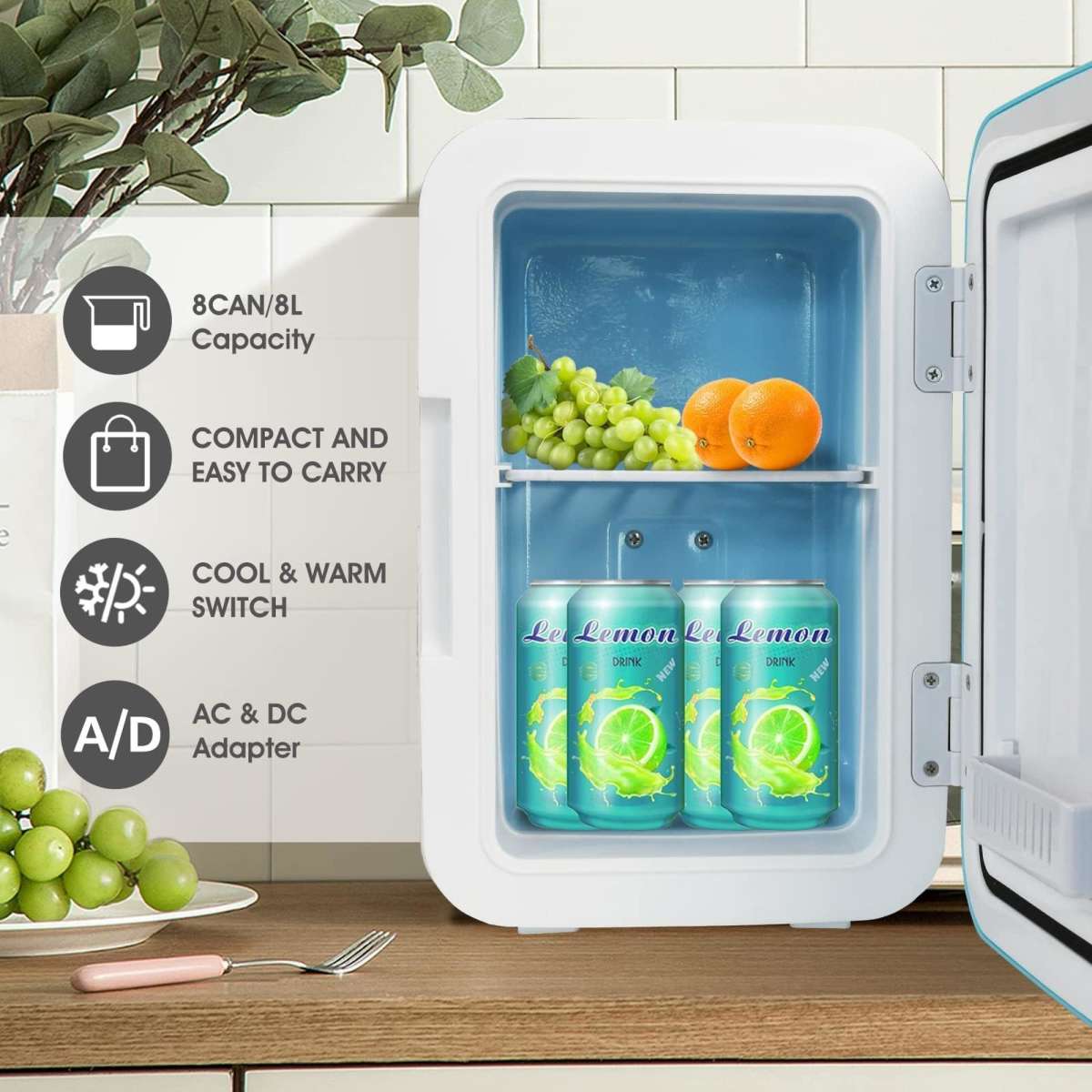 Advwin 8l Ac Dc Portable Fridge Mini Refrigerator 