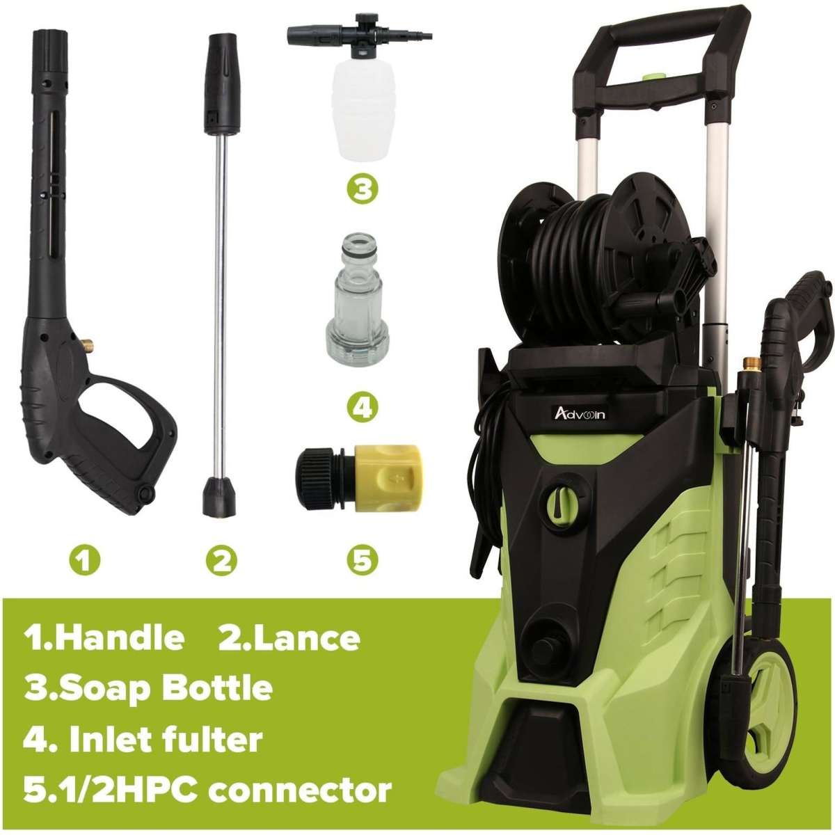 Advwin 2800W 4300Psi Electric High Power Pressure Washer for Car Washing, Fence Cleaning, Patio