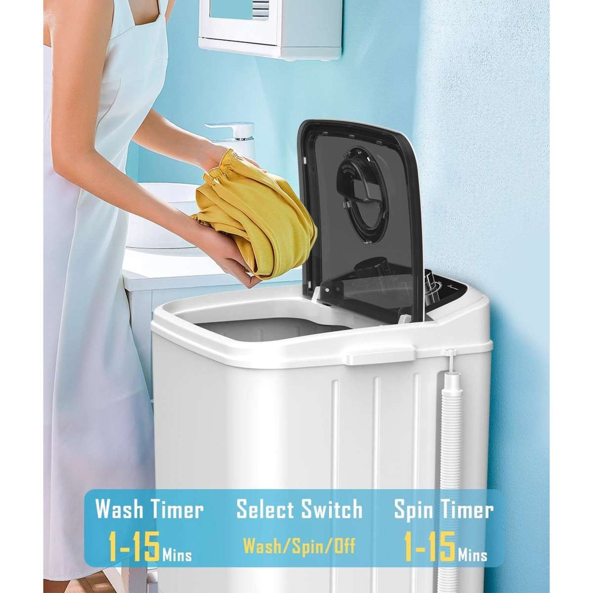 Advwin Single Tub Portable Washing Machine White 4.6KG Woolworths