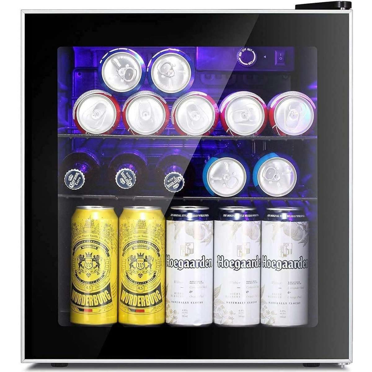 Advwin 46L Mini Bar Fridge Black Small Fridges Glass Door Mini Beverage