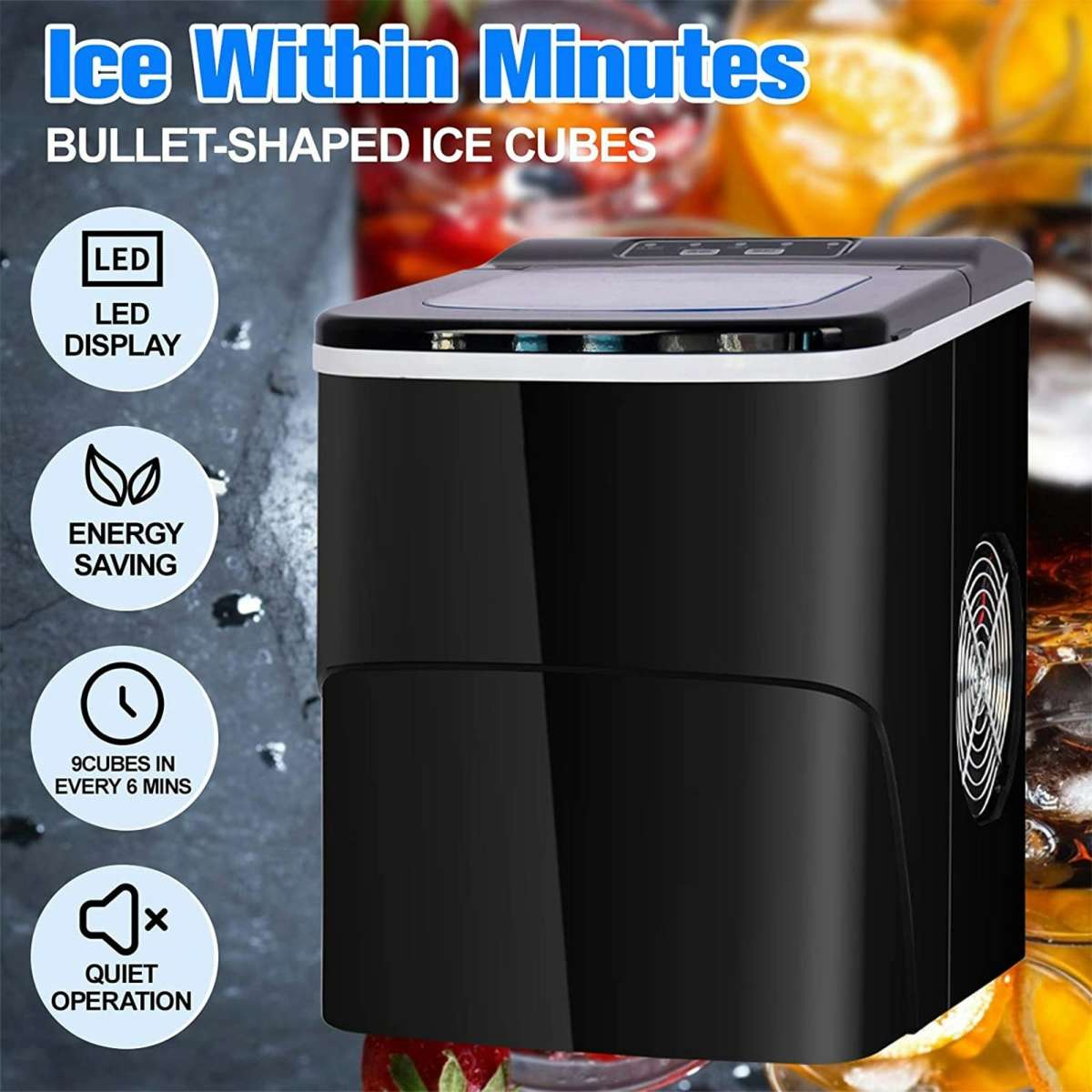 Advwin 2.2L 12KG Portable Ice Maker Commercial Ice Maker Machine