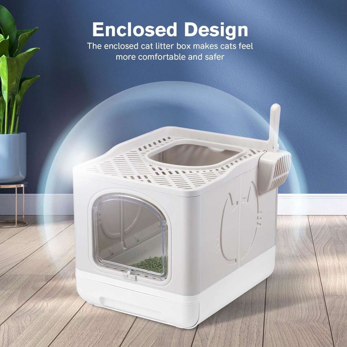 Pet Scene Cat Litter Box Enclosed Kitten Pet Toilet Training Kitty
