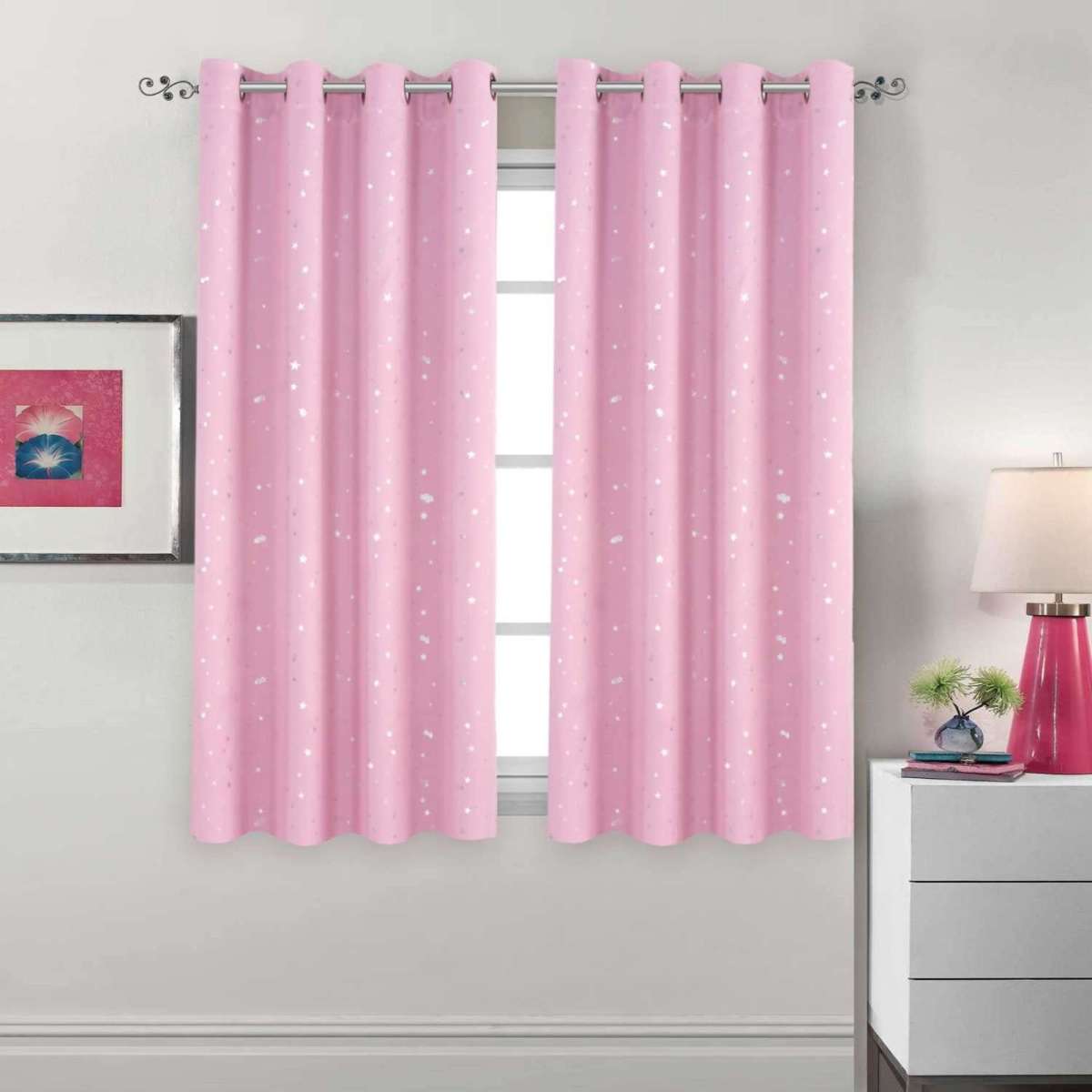 Smarcute Blackout Curtains Kids Bedroom Star Blockout Curtains Eyelet