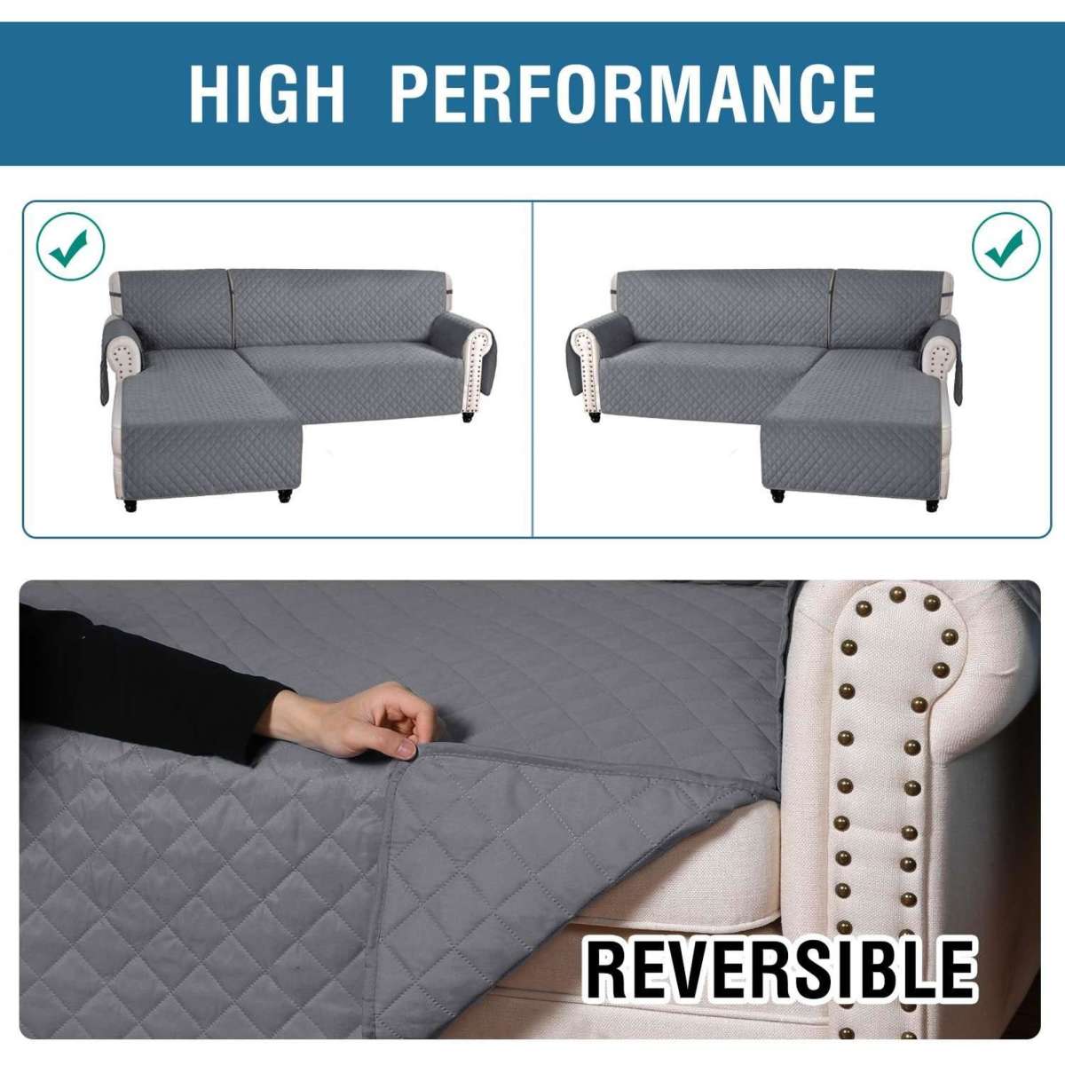 Smarcute Sofa Cover L Shape Couch Cover for Sectional Sofa Chaise