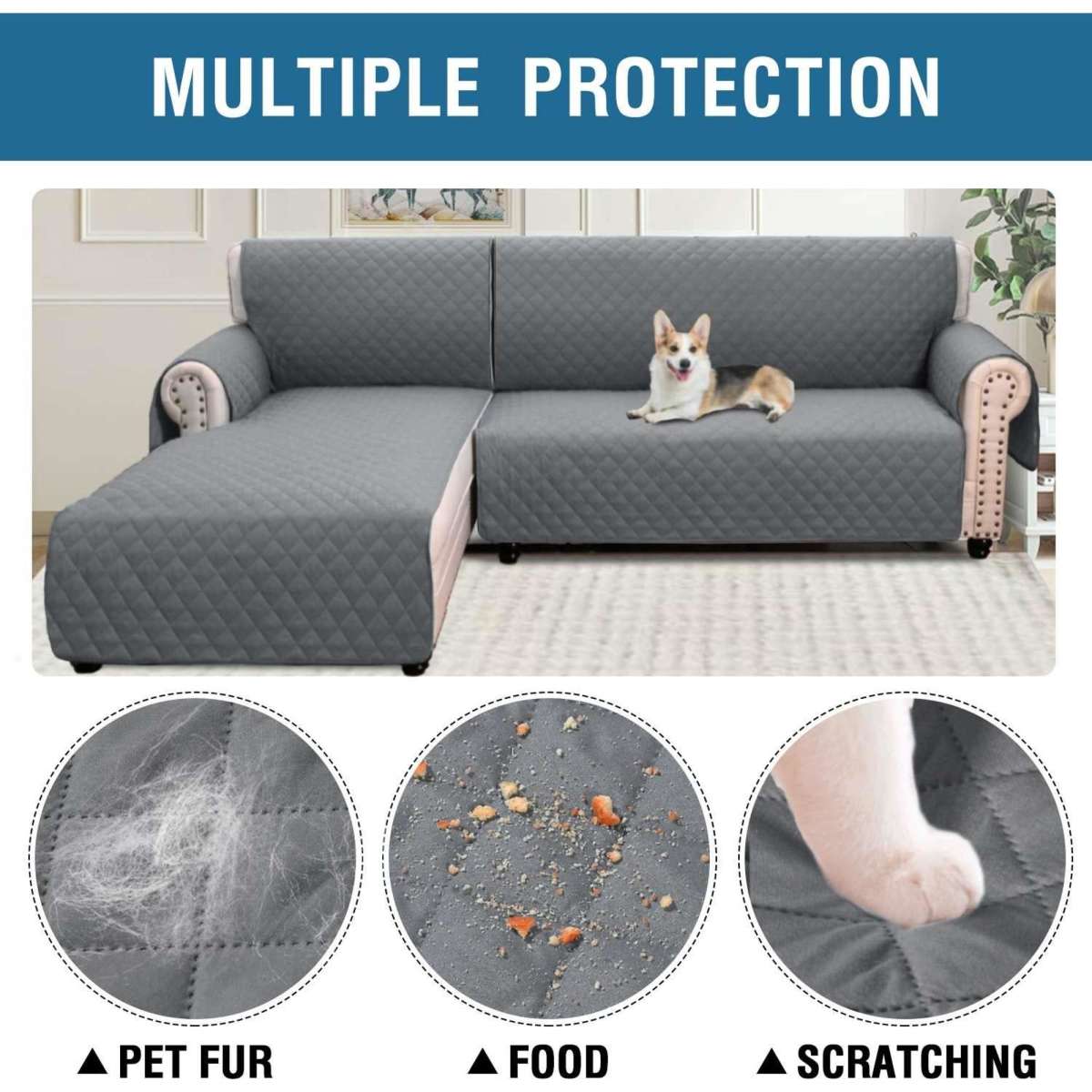 Smarcute Sofa Cover L Shape Couch Cover for Sectional Sofa Chaise