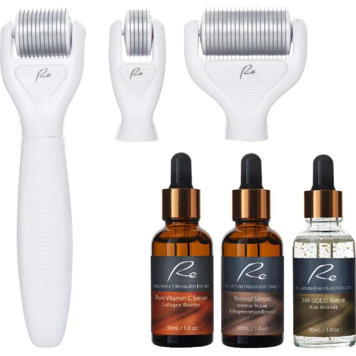 Re Face & Body Derma Roller "All in One" with Vitamin C + Retinol + 24K