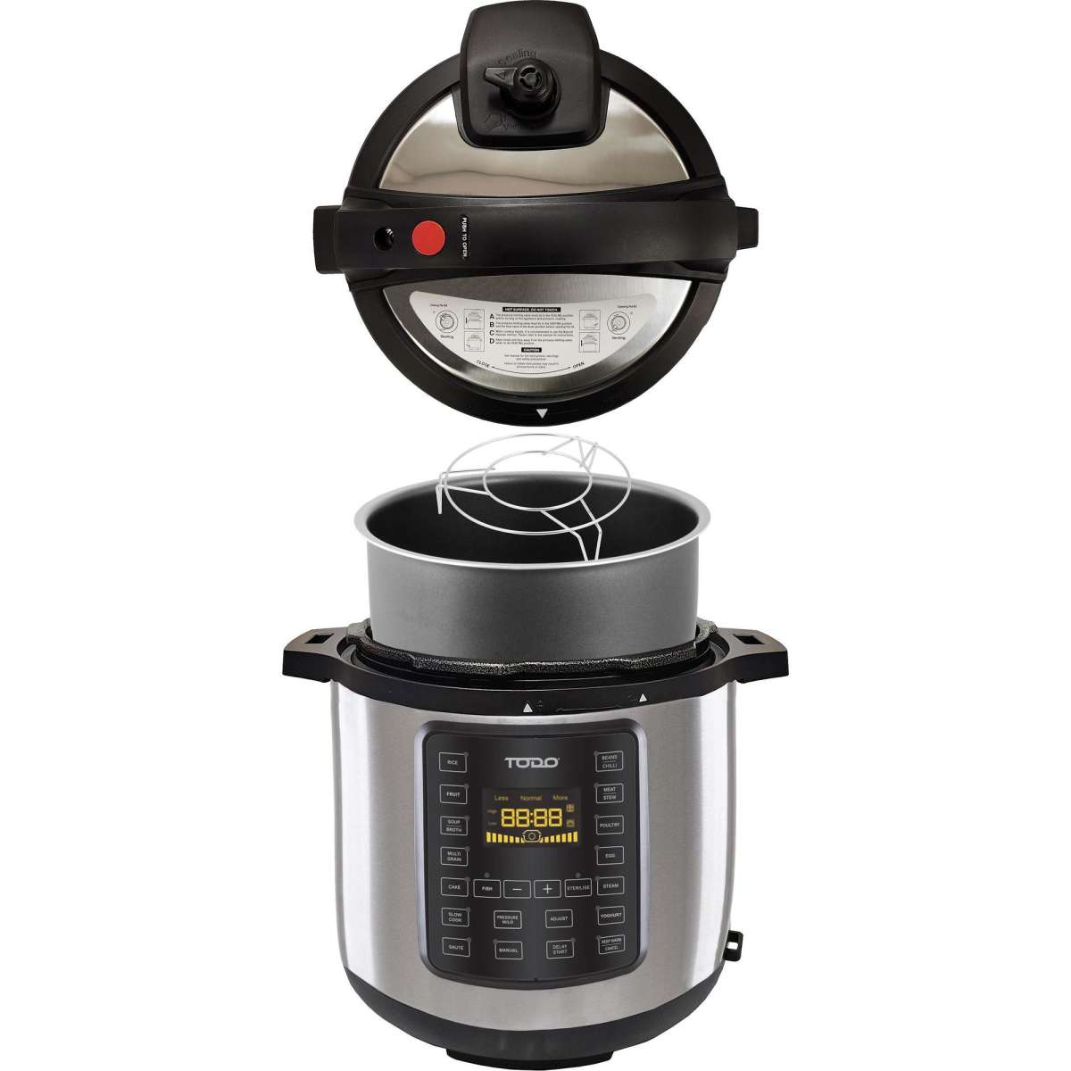 TODO 6L Electric Pressure Cooker 15 Preset Functions 1000W Non-Stick ...