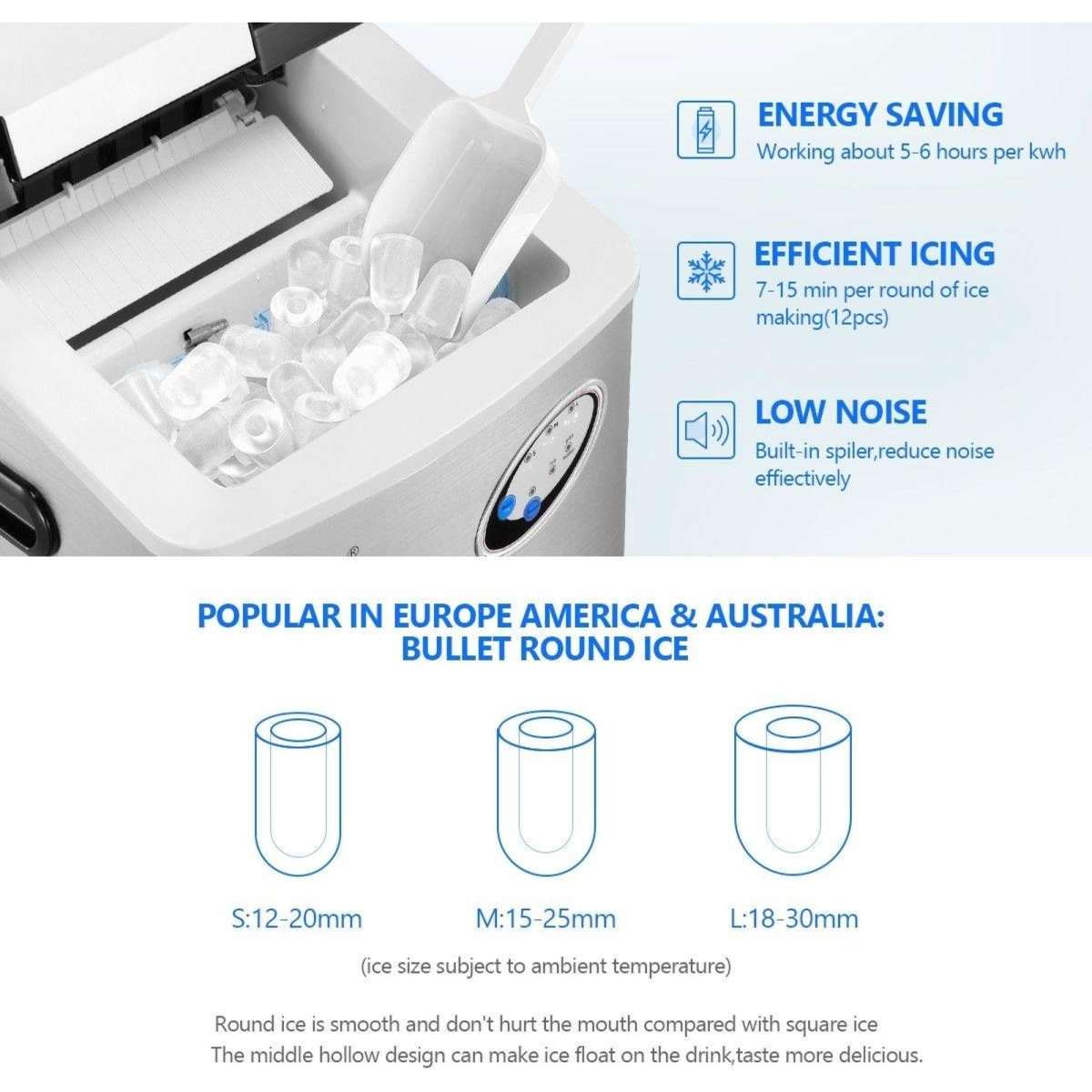 Maxkon 27KG Ice Cube Maker Machine Dispenser Home Commercial Benchtop Fast Freezer Woolworths