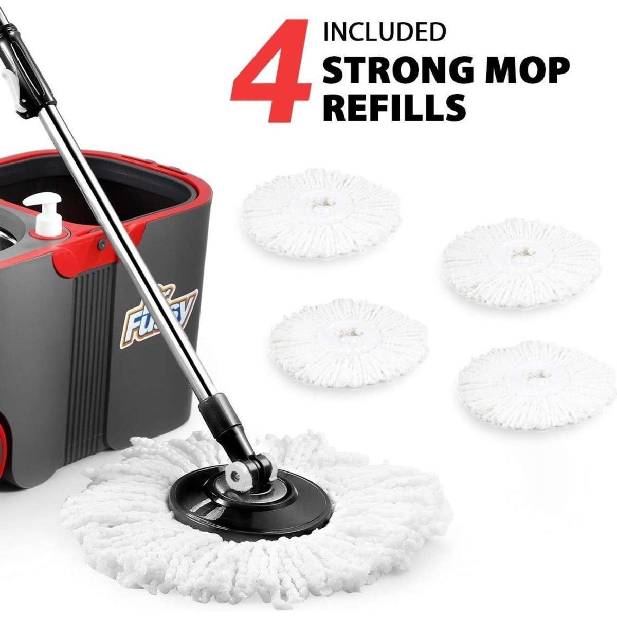 Dr Fussy Spin Rotating Mop and Bucket Set 360 Degree with Wheels and 4