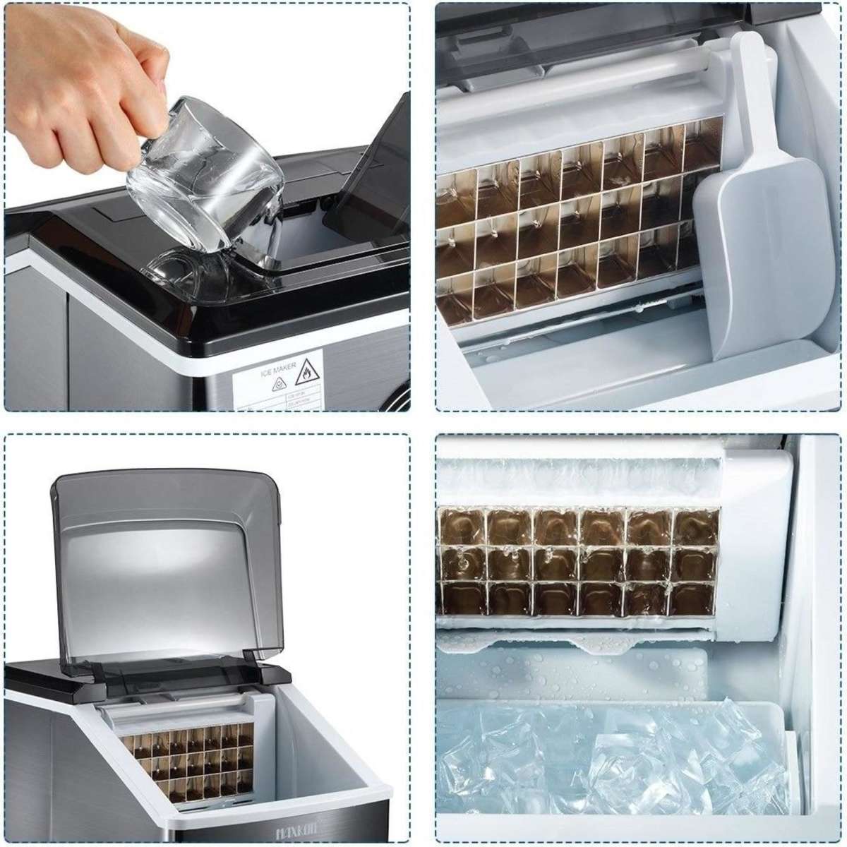 Maxkon 17KG Portable Commercial Ice Maker Machine Stainless Steel Fast