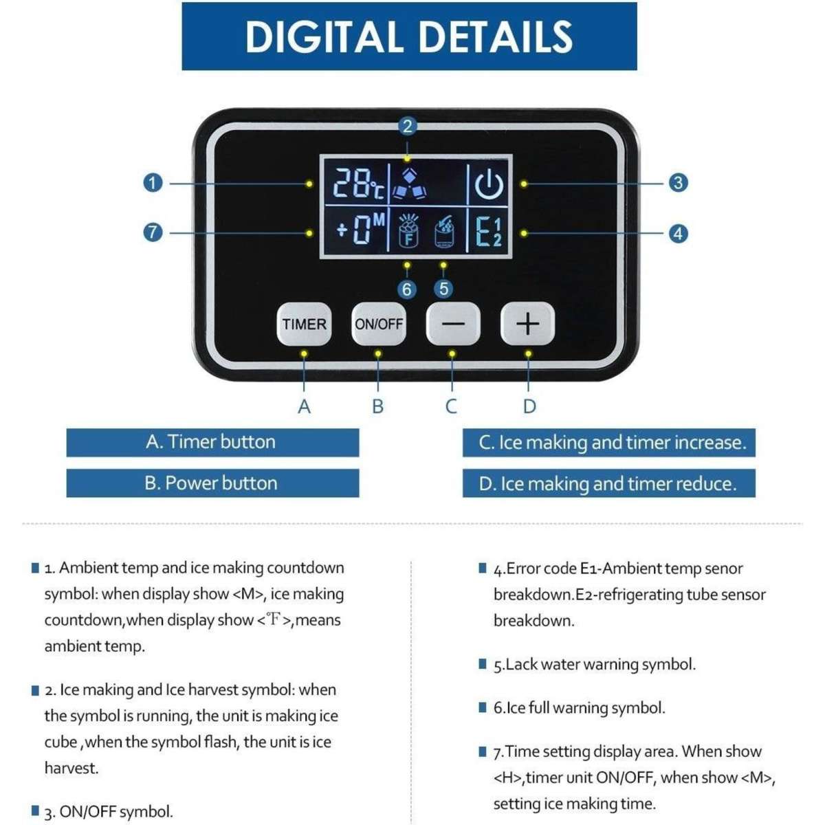 Maxkon 17KG Portable Commercial Ice Maker Machine Stainless Steel Fast Freezer Black Woolworths