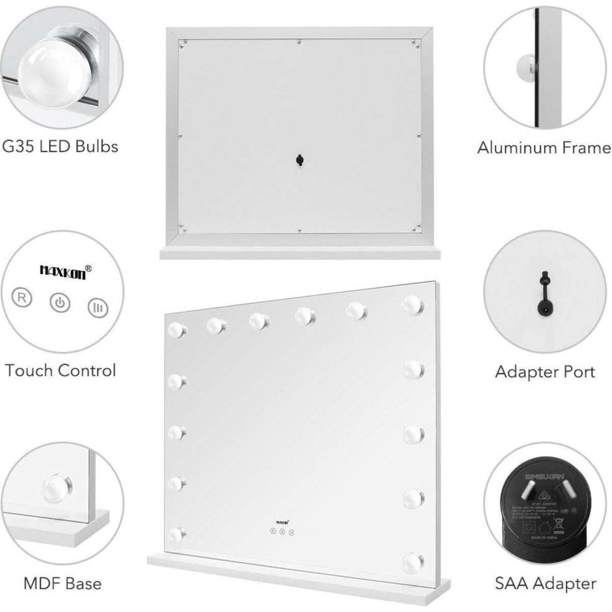 Maxkon Makeup Mirror Hollywood Style 14 LED Lighted Vanity Mirror