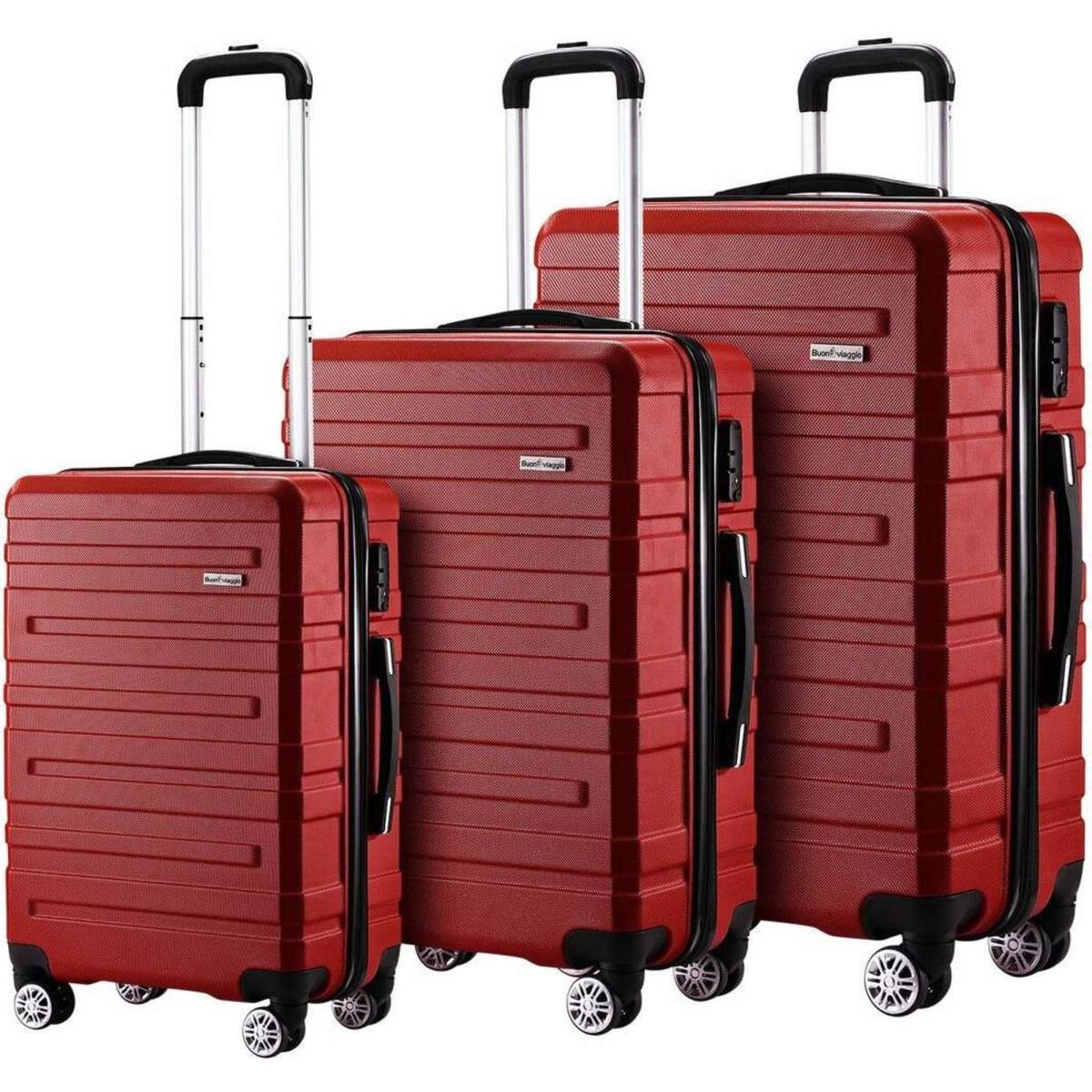 Buon Viaggio 3 Piece Luggage Set Travel Suitcases Hard Carry On Trolley ...