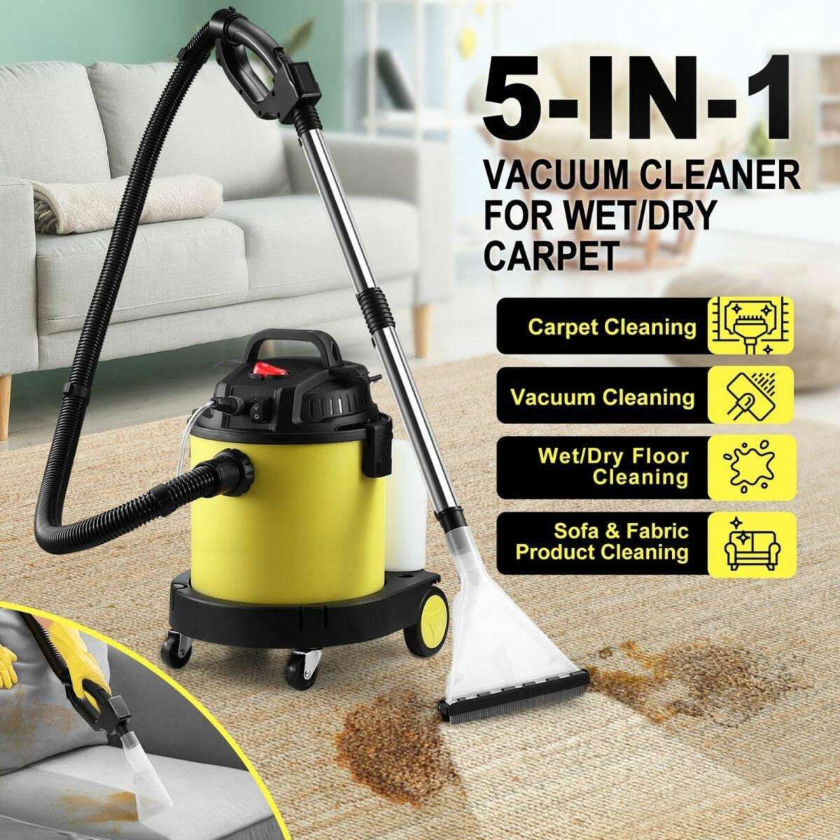 Maxkon 5in1 Carpet Cleaner Vacuum Floor Sofa Wet and Dry Vac Mop