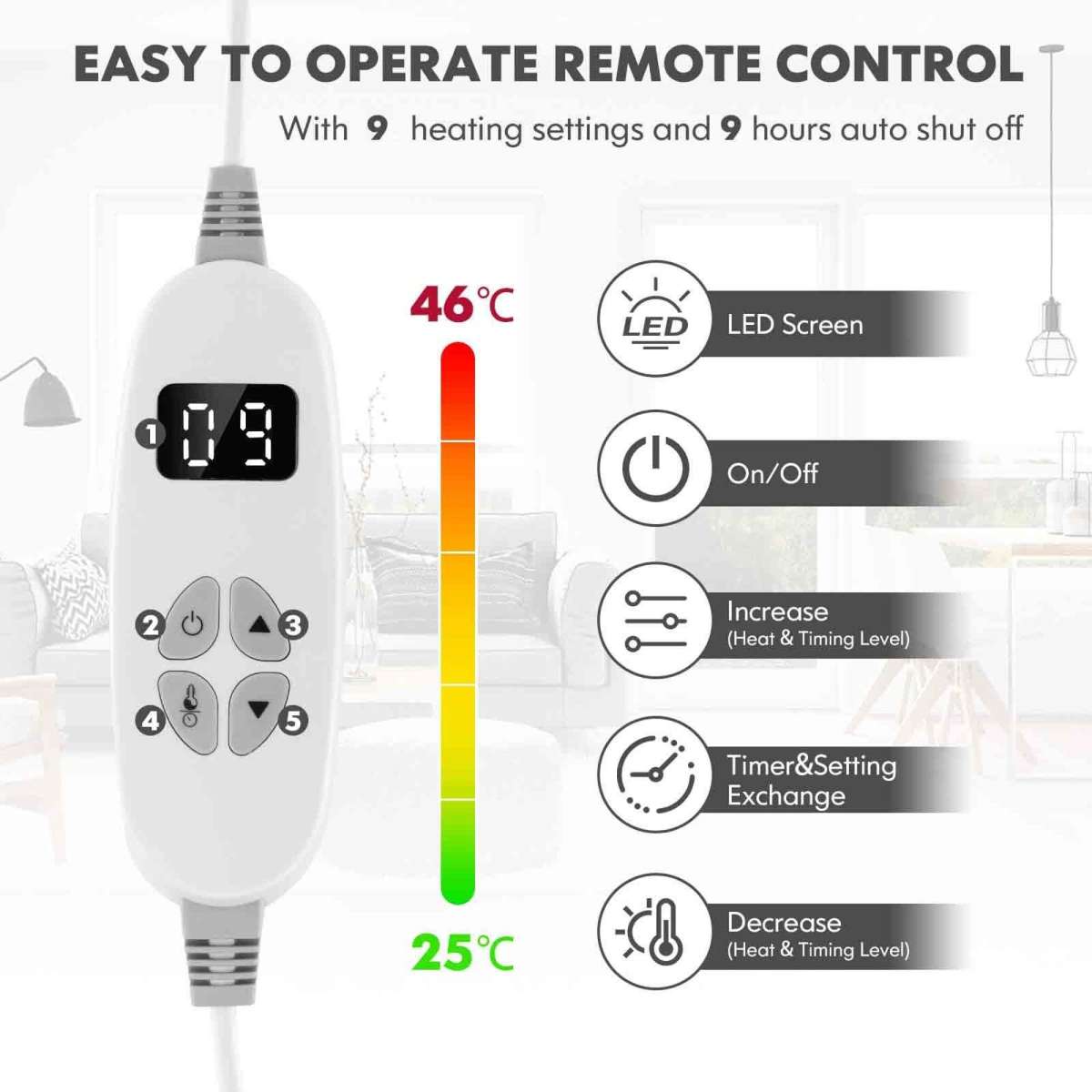 Costway Heated Electric Throw 230GSM Blanket 9HeatLevel Grey Woolworths