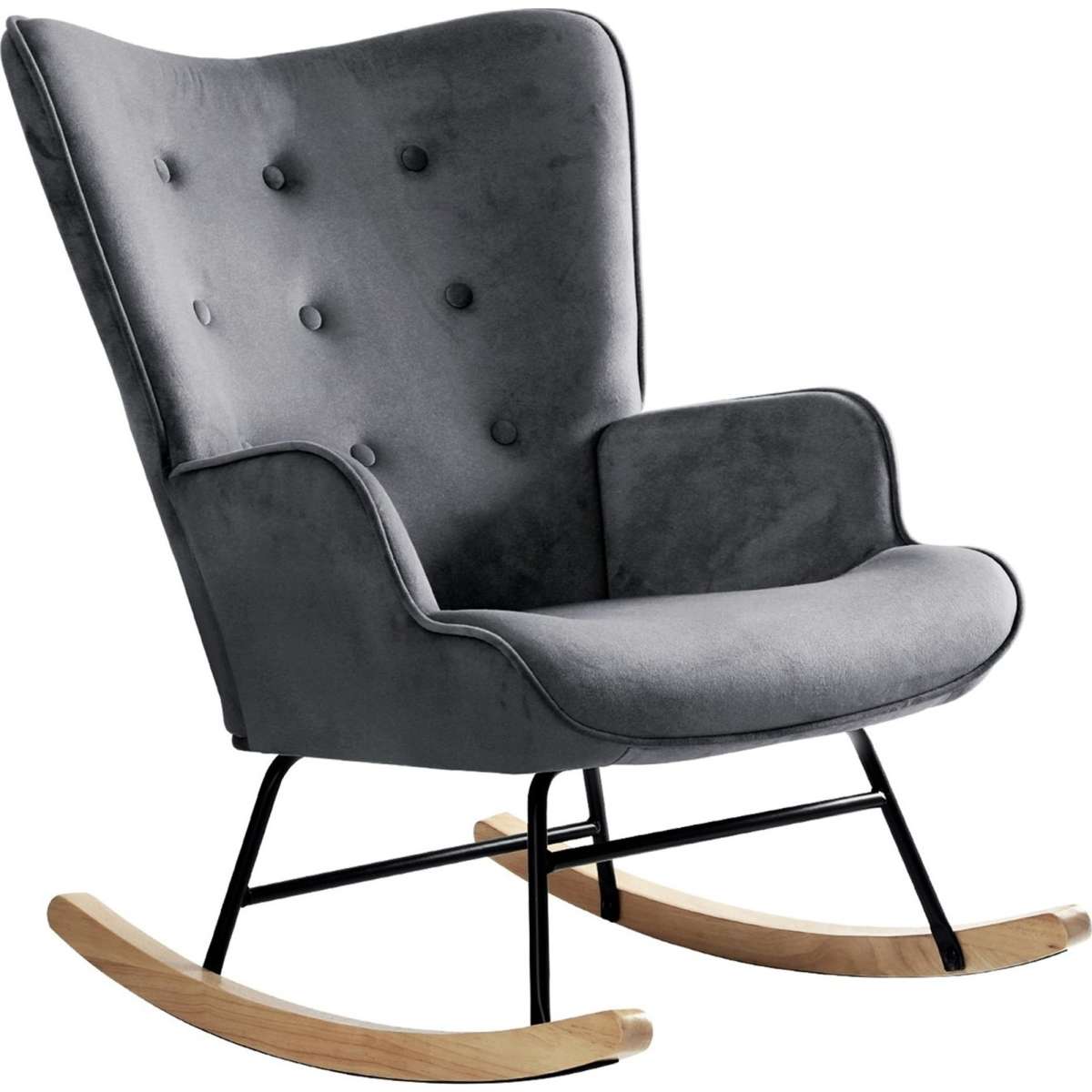Oikiture Rocking Chair Nursing Armchair Velvet Accent Chairs