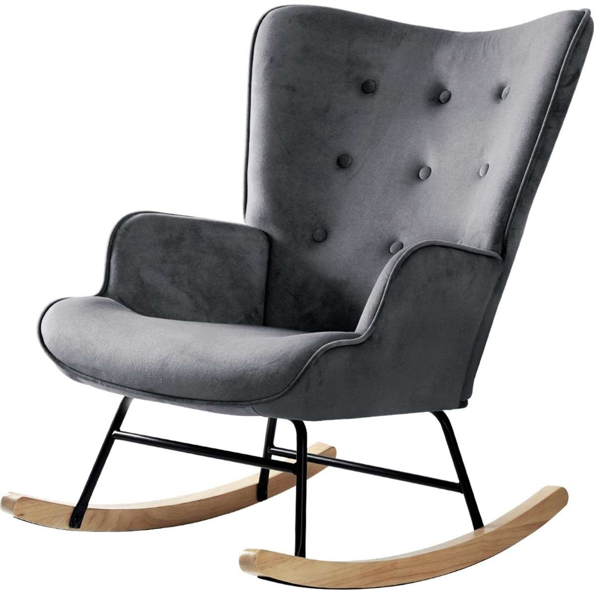 Oikiture Rocking Chair Nursing Armchair Velvet Accent Chairs