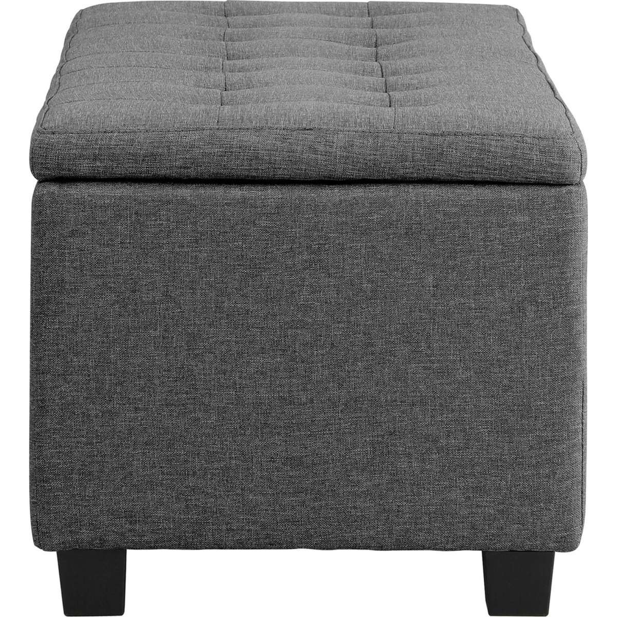 Oikiture Storage Ottoman Blanket Box Faux Linen Chest Toy Foot Stool