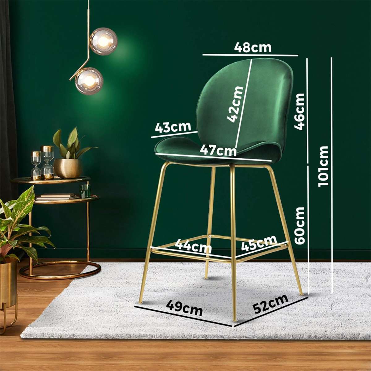 Oikiture Bar Stools Kitchen Stool Chairs Barstool Dining Chair Velvet