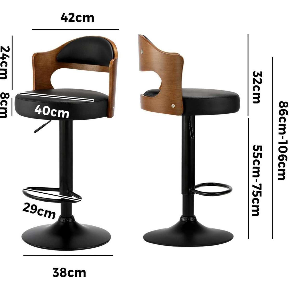 Oikiture Bar Stools Kitchen Swivel Barstool Chair Gas Lift Metal