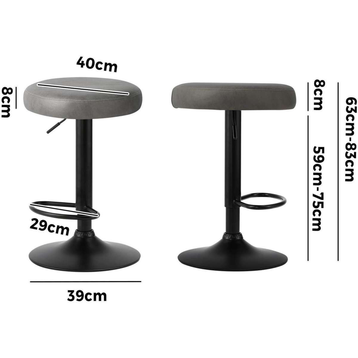 Oikiture Bar Stools Kitchen Stools Gas Lift Dining Chairs PU leather