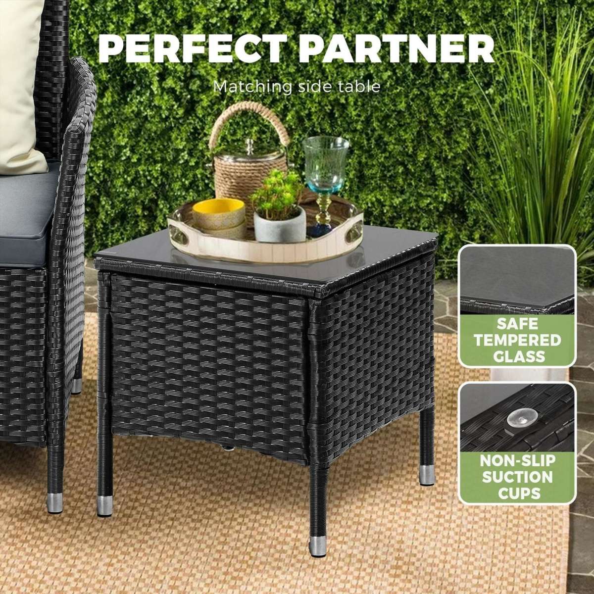 Livsip Outdoor Furniture 3 Piece Wicker Bistro Set Patio Chairs Table