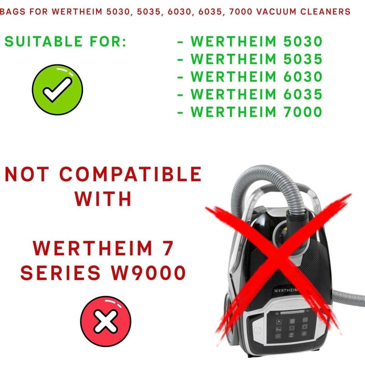 Hygieia 16 x Bags for Wertheim 5030, 5035, 6030, 6035, 7000 vacuum