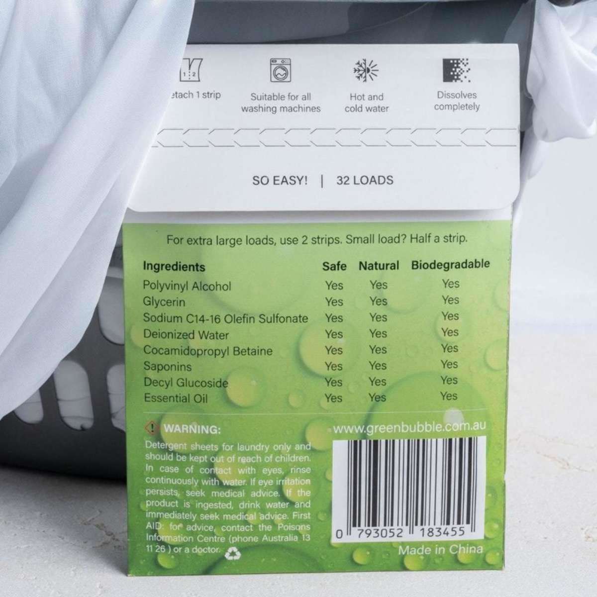 Green Bubble Biodegradable Laundry Detergent Sheets 32 Loads Woolworths
