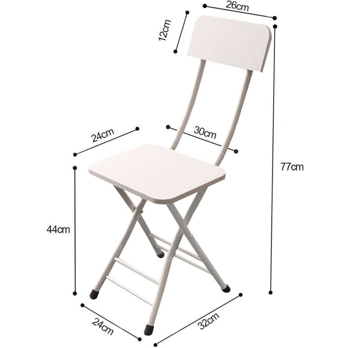 SOGA White Foldable Chair Space Saving Lightweight Portable Stylish