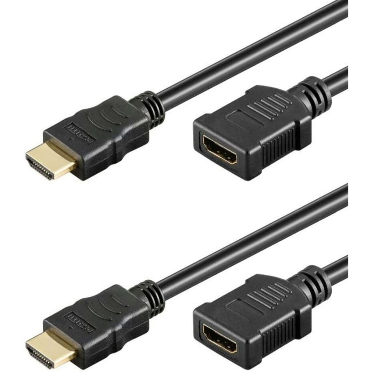 Goobay Male to Female HDMI Extension Cable w/ Black 2PK 1.5m
