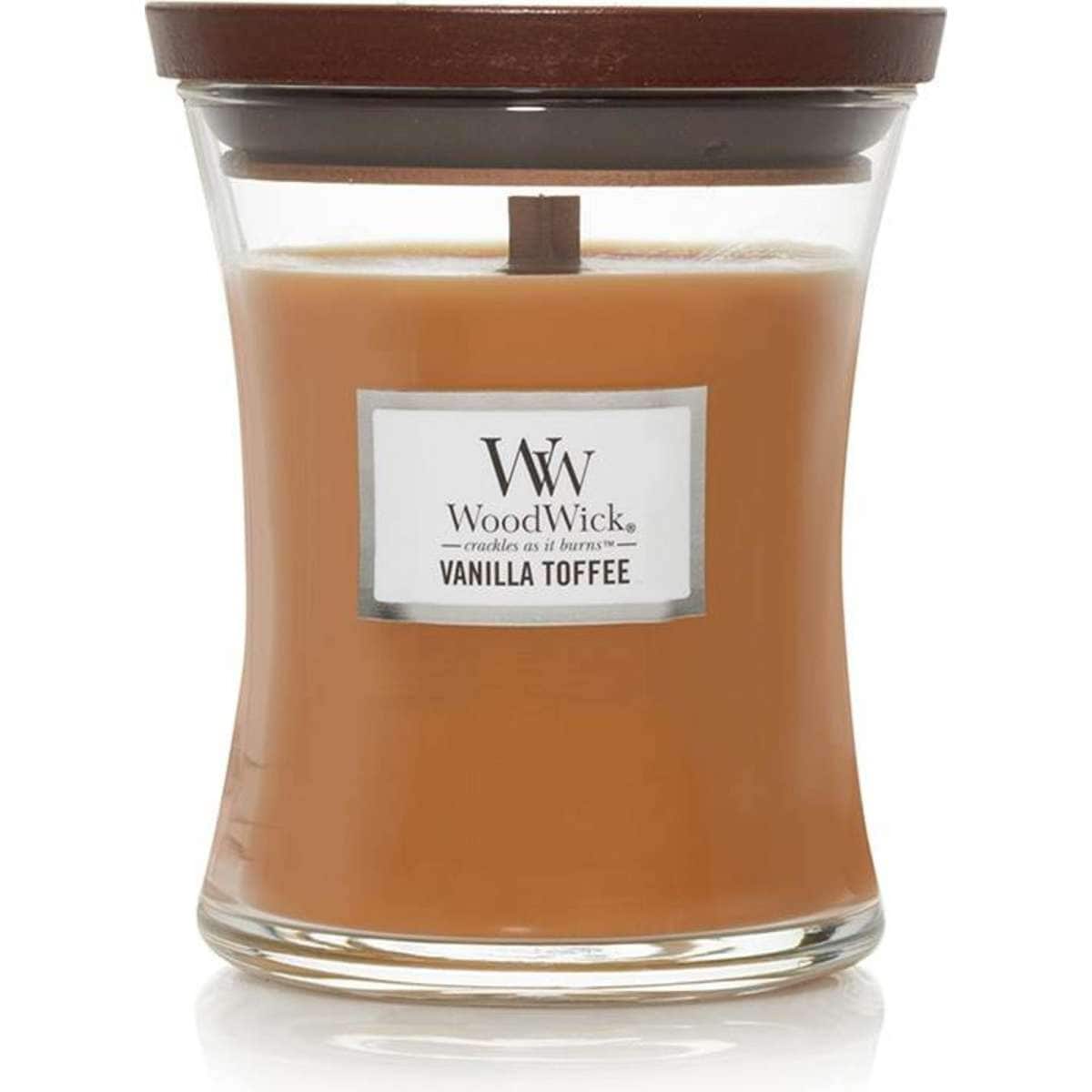 WoodWick Vanilla Toffee Scented Crafted Candle Glass Jar Soy Wax Medium