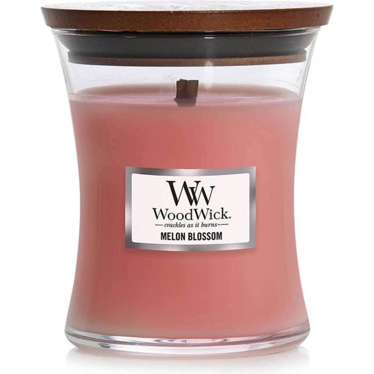 WoodWick Melon Blossom Scented Crafted Candle Glass Jar Soy Wax Medium