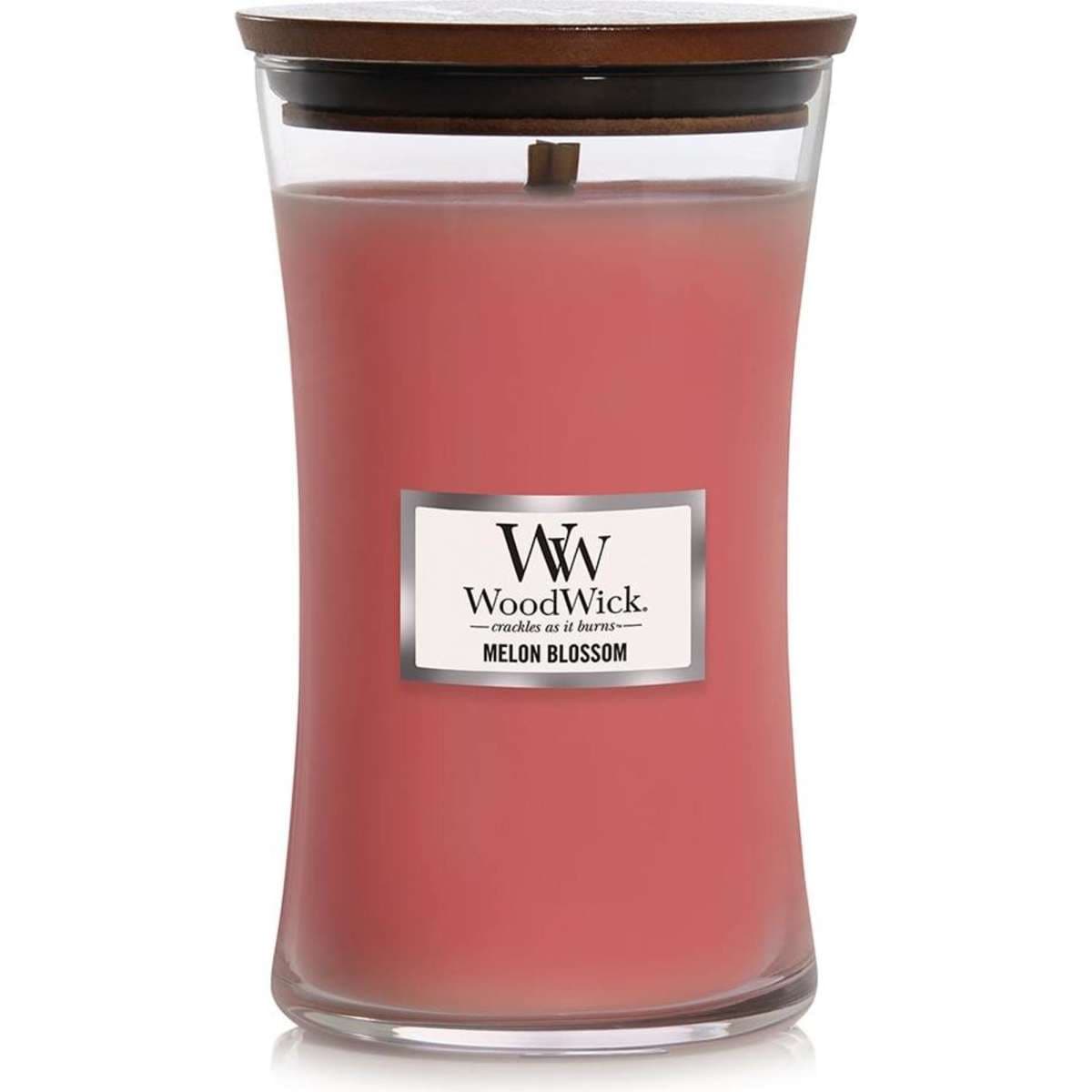 WoodWick Melon Blossom Scented Crafted Candle Glass Jar Soy Wax Large