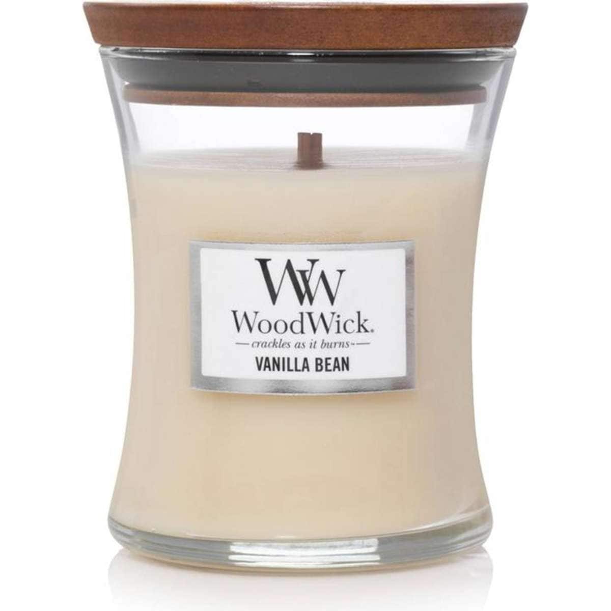 WoodWick Vanilla Bean Scented Crafted Candle Glass Jar Soy Wax Medium Woolworths