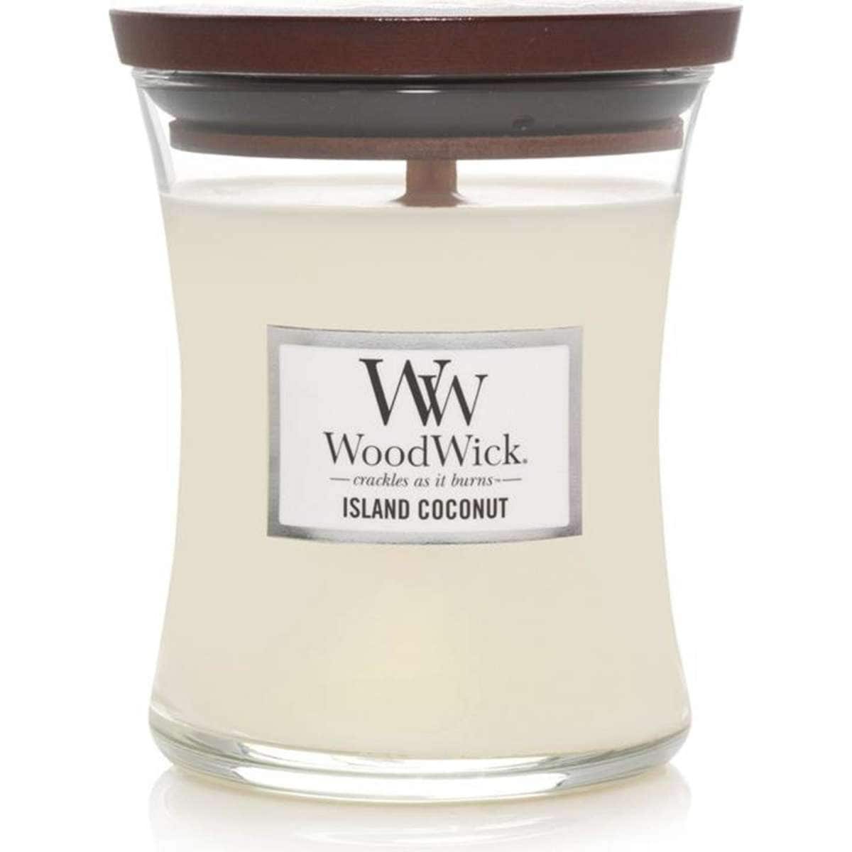 WoodWick Island Coconut Scented Crafted Candle Glass Jar Soy Wax Medium