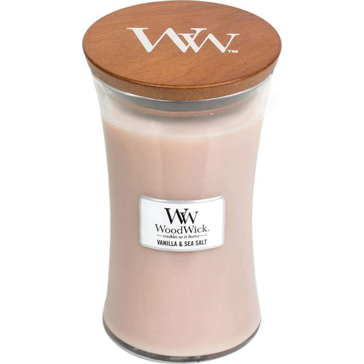 WoodWick Vanilla & Sea Salt Scented Crafted Candle Glass Jar Large