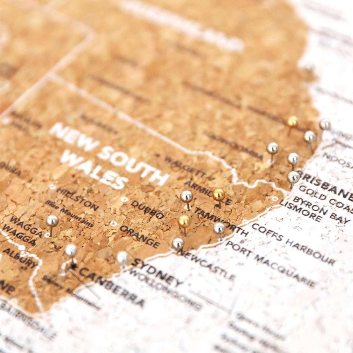 Splosh Travel Australia Framed Cork Board Map w/ Hook & Stand Small