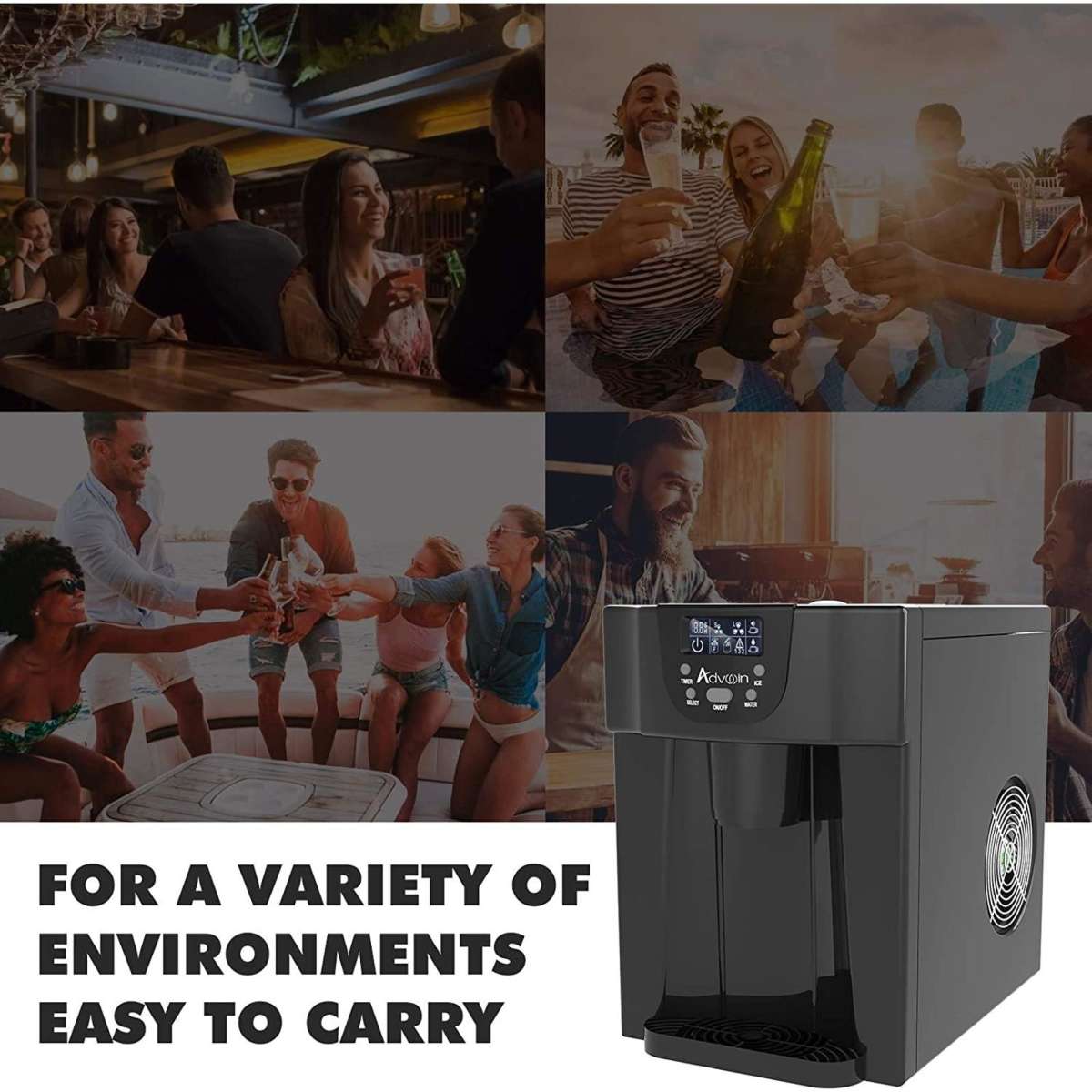 Advwin 2in1 Ice Maker with A Builtin Water Dispenser Black Woolworths