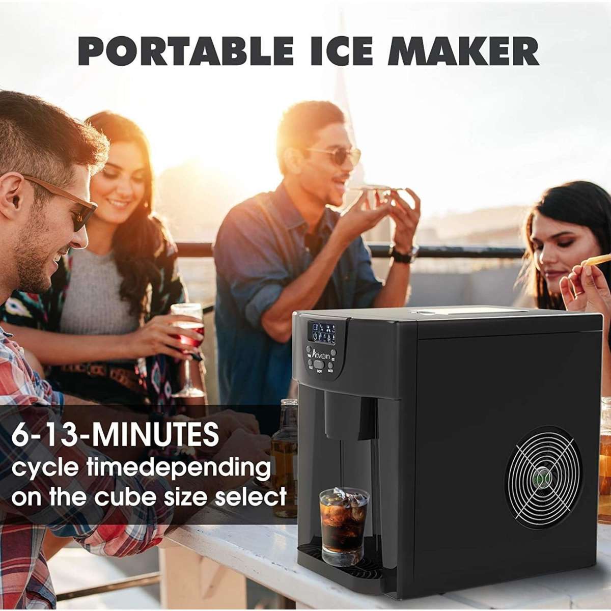 Advwin 2-in-1 Ice Maker with A Built-in Water Dispenser Black | Woolworths