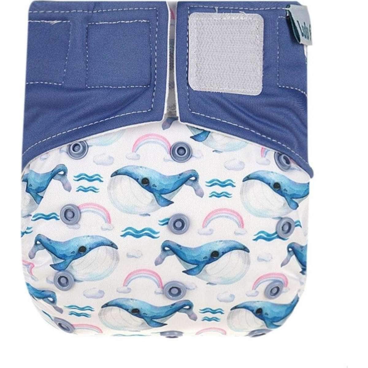 Lulu & Finn Whales Hook And Loop Reusable Cloth Nappy Woolworths