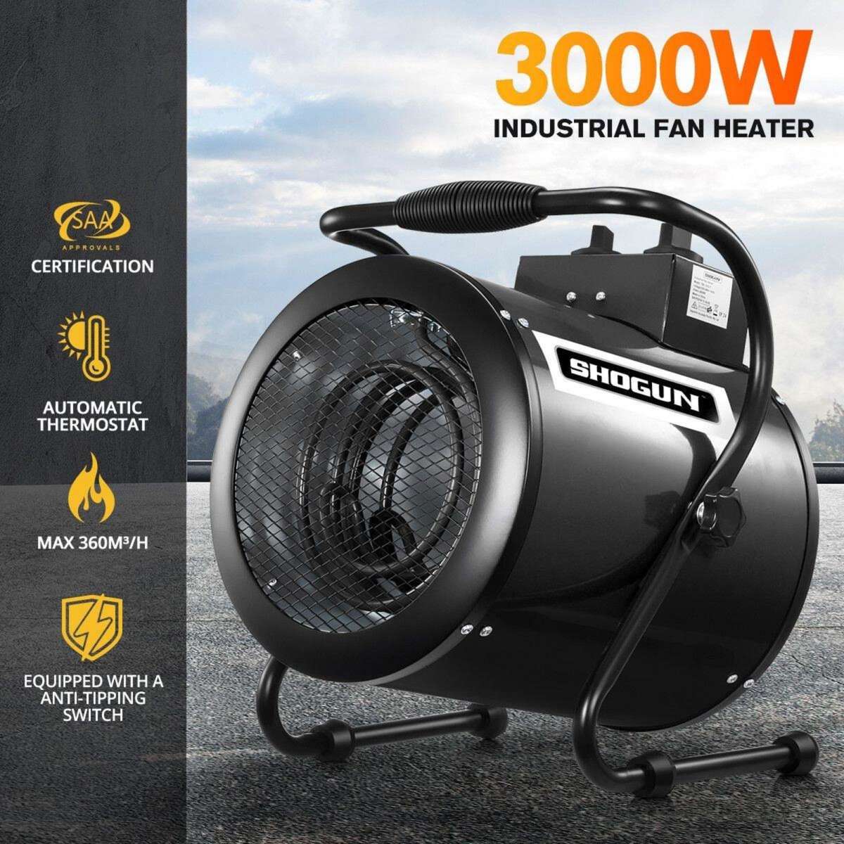 Ausway Industrial Fan Heater Electric 2 in 1 Portable Hot Air Blower