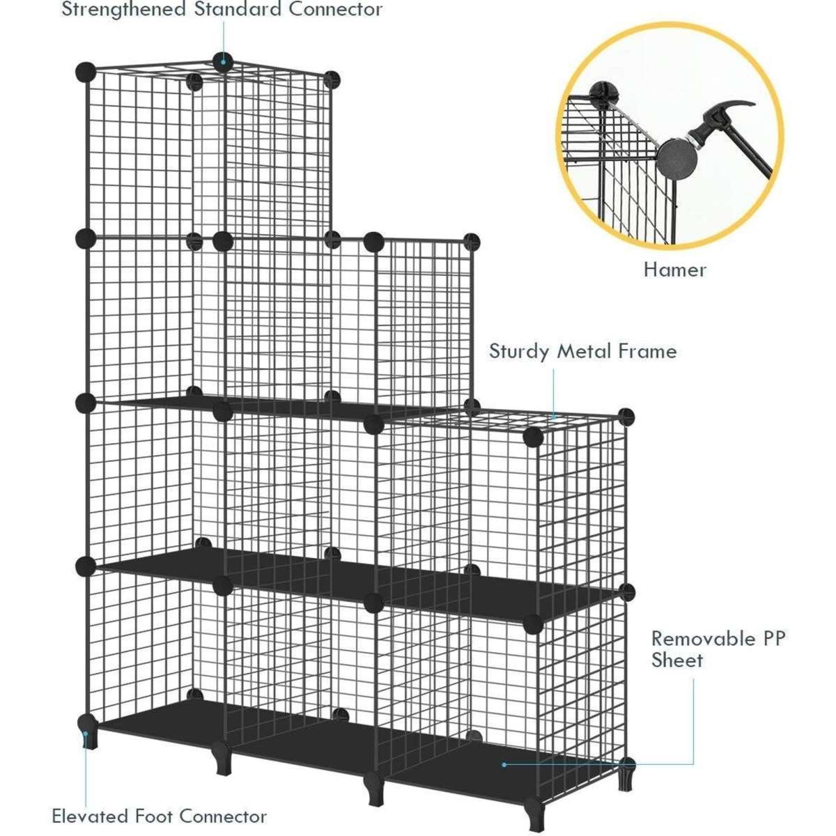 Ausway Metal Wire Cube Storage DIY 20 Cubes Modular Storage Shelf