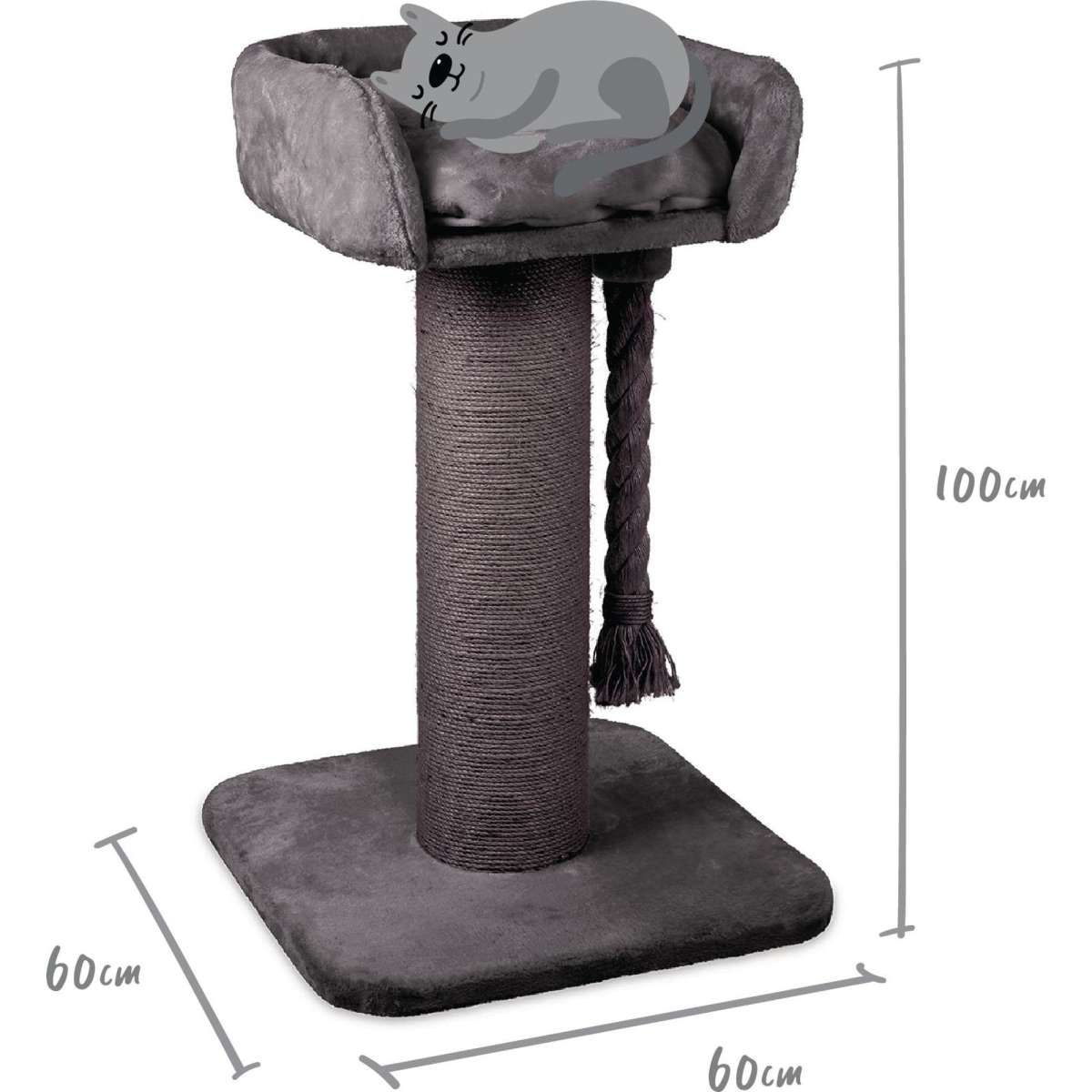 Kazoo High Bed Cat Scratch Post Charcoal Plush Woolworths