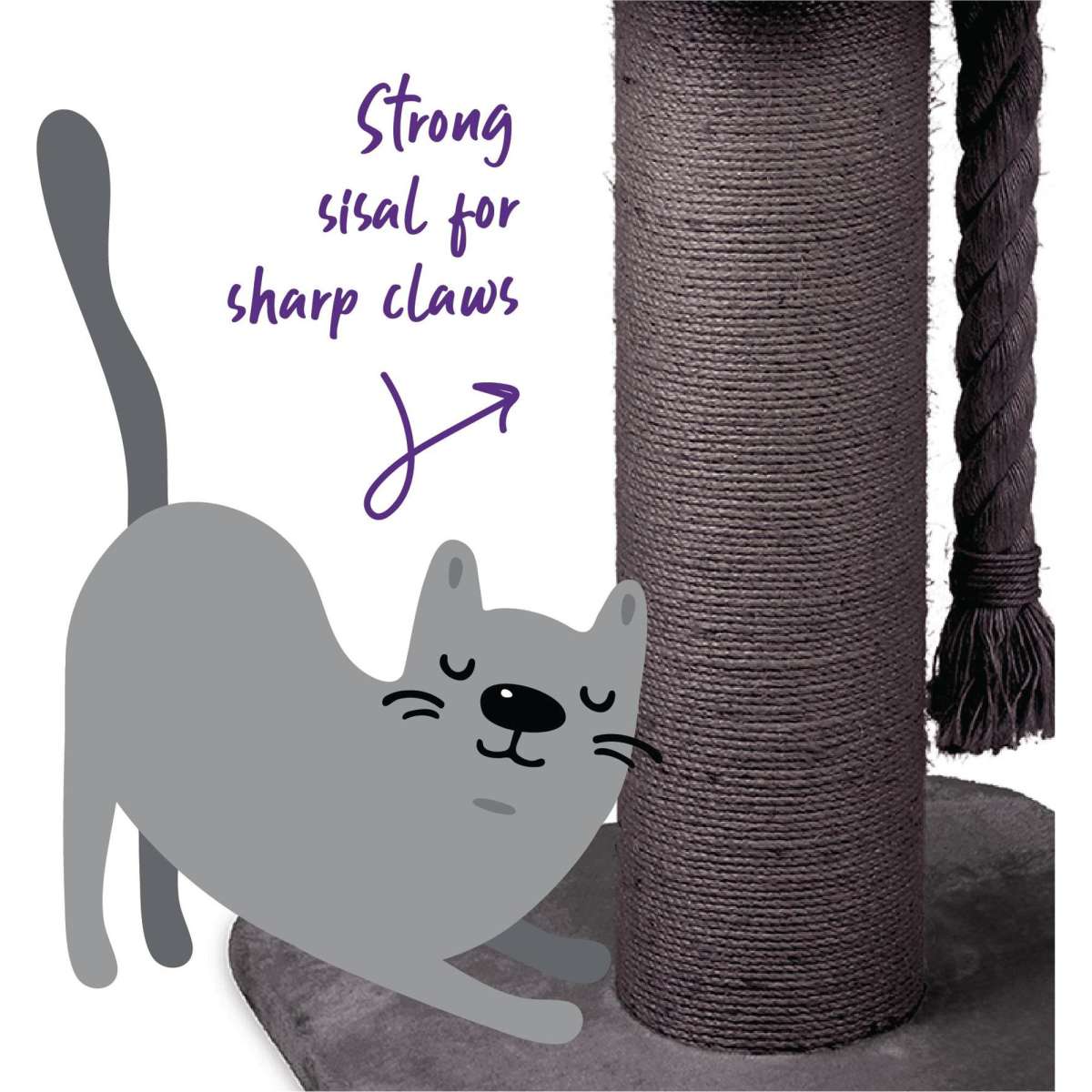Kazoo High Bed Cat Scratch Post Charcoal Plush Woolworths