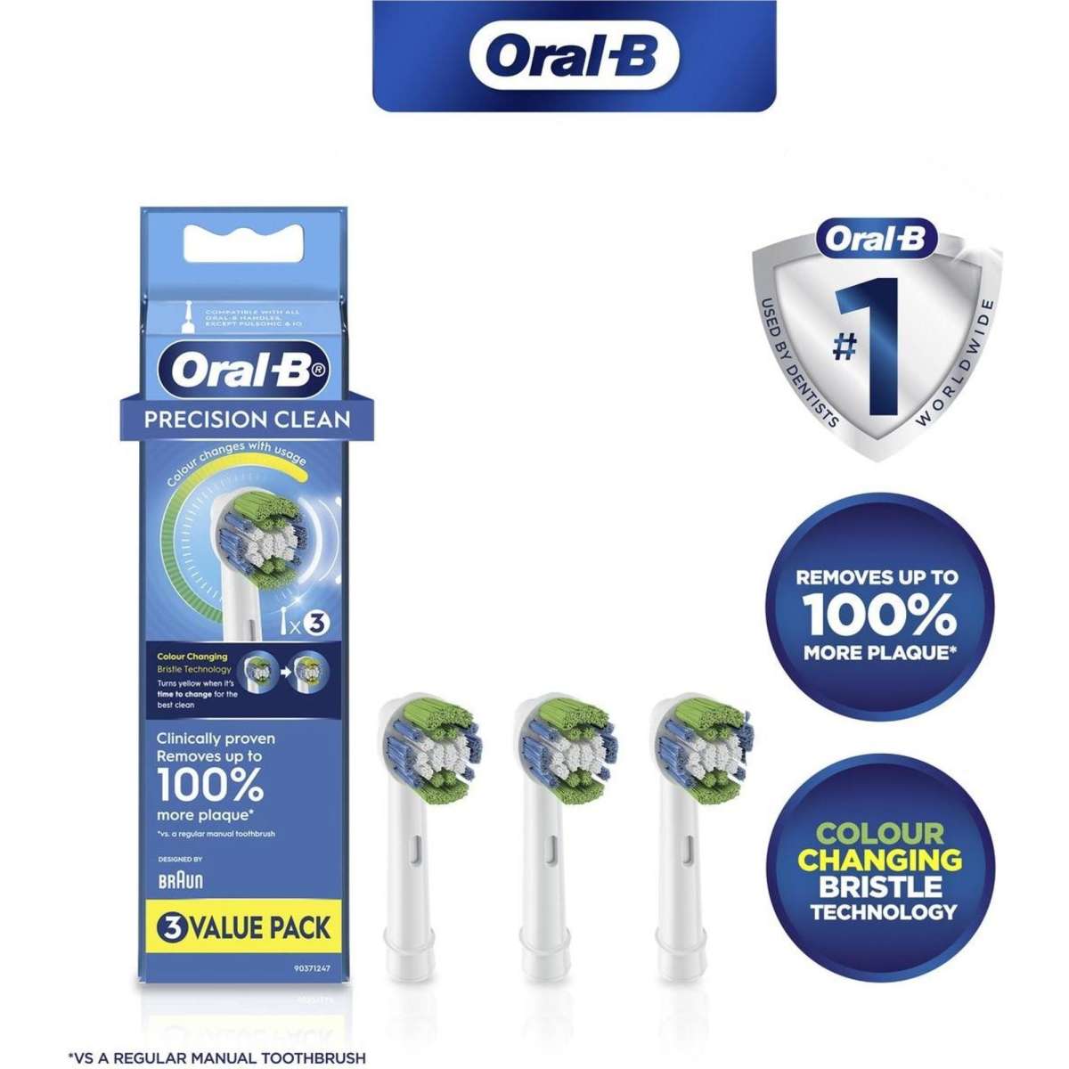 OralB Precision Clean Replacement Brush Heads 3 Pack Woolworths