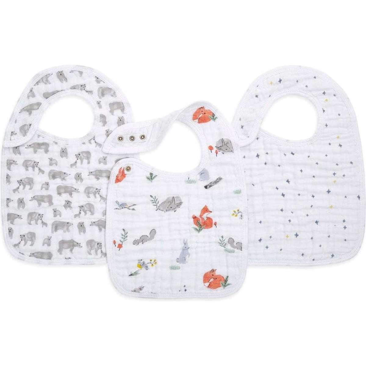 Aden & Anais Naturally Classic Cotton Baby Snap Bib 3PK 57cm Woolworths