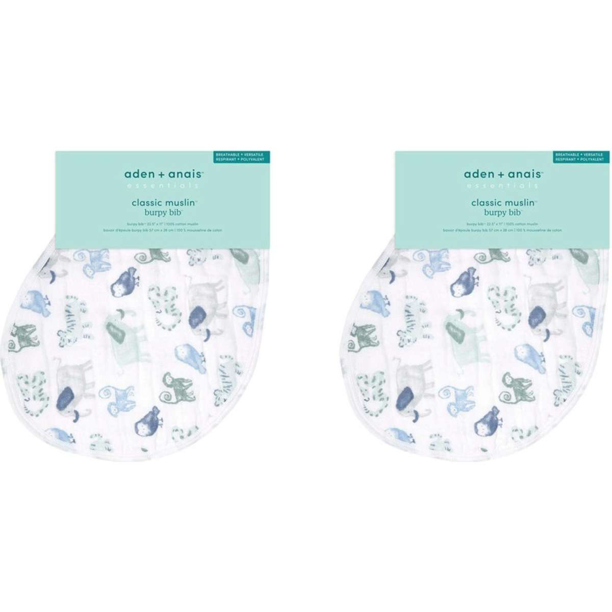 Aden & Anais Time To Dream Essential Classic Baby Single Burpy Bib 2PK